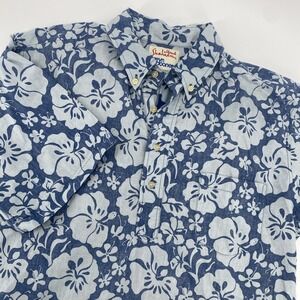 REYN SPOONER Reverse Print Single Pocket Hawaiian Floral Hibiscus Blue Men's‎ LG